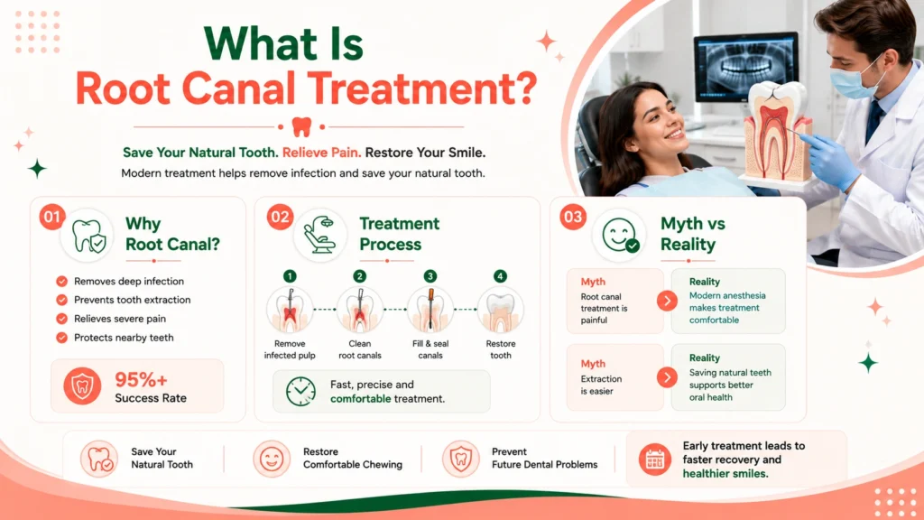 What is root canal treatment and how it saves infected natural teeth